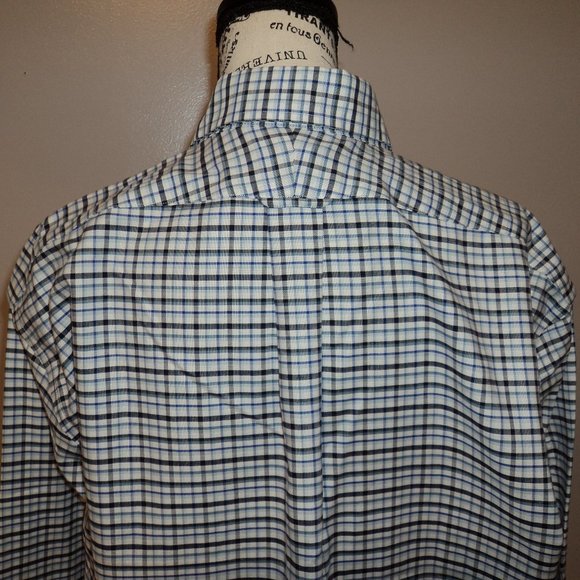 Lands End Mens 17 1/2 - 36  Shirt Plaid Tall Tailored Long Sleeve Supima Cotton - Picture 4 of 9